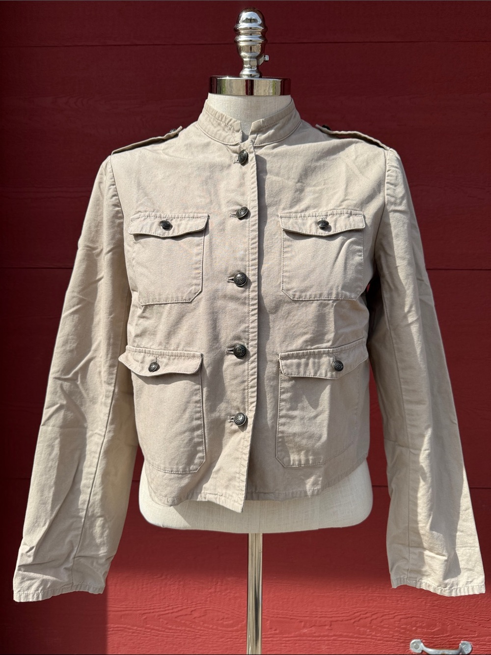 Vintage Khaki Utility Jacket with Nautical Buttons